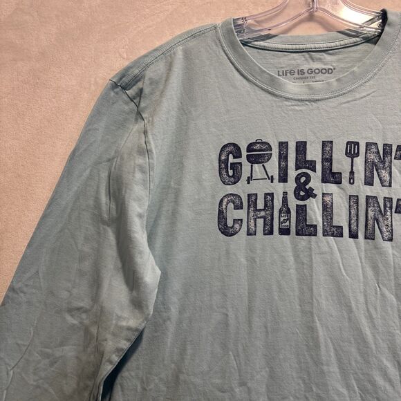 Life is Good Crusher Grillin & Chillin Long Sleeve Crew Neck T-Shirt Men's Large - Picture 2 of 16